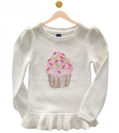 White Cupcake Flounce Sweater