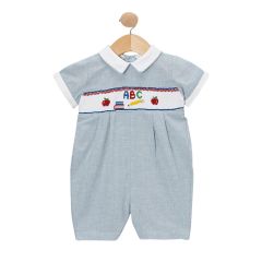 Blue ABC Smocked Romper