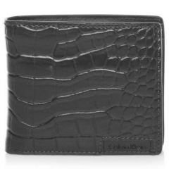 Black Men Leather Billfold Wallet -Black-One Size