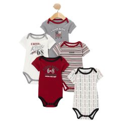 Baby Boy's Body Suits-Red-White-3-6-months