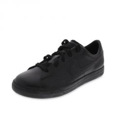Sweet Classic Black Leather Perforated Athletic Shoes