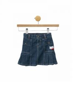 Pleated Denim Jean Skirt