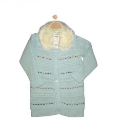 Light Blue Cable Cardigan Sweater