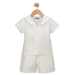 Ivory Sailor Silk Top & Shorts