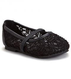 Black Strappy Crochet Flat