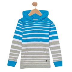 Ocean Blue & Light Gray Stripe Hoodie