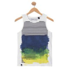 White Faded Stripe Tank