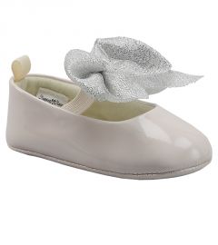 White Glitter Bow Flat