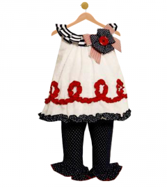 Toddler Girl Patriotic July 4th Red White Blue Leggings Dress Se