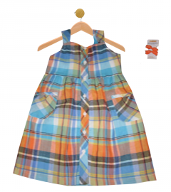 Plaid Button Down Dress & Hair Bows